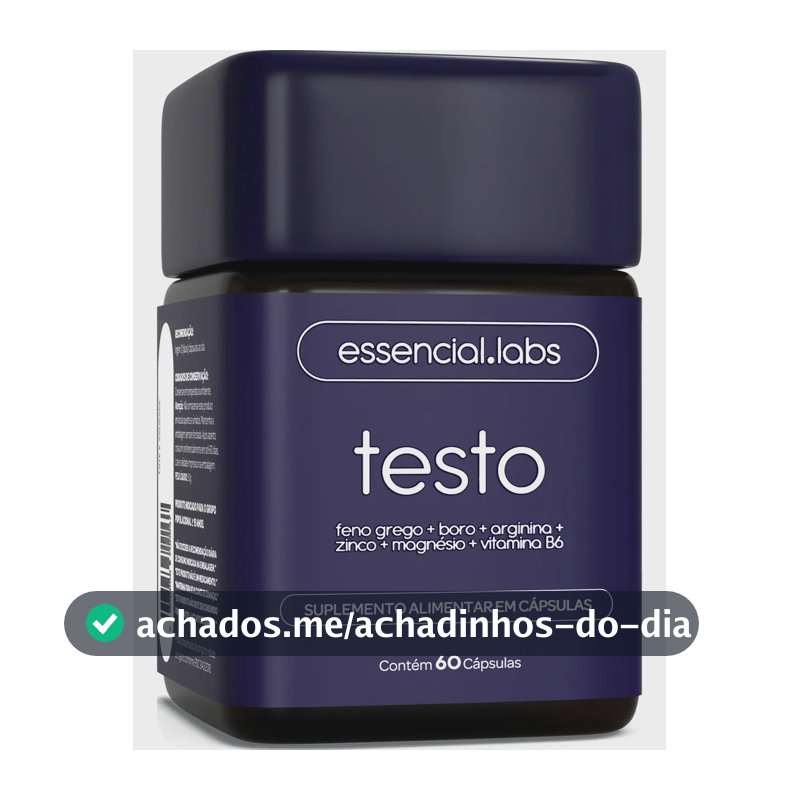 TESTO ESSENCIAL - Fórmula Exclusiva com Feno Grego + Boro + Arginina + ZMA + Vitamina B6 - 60 cápsulas