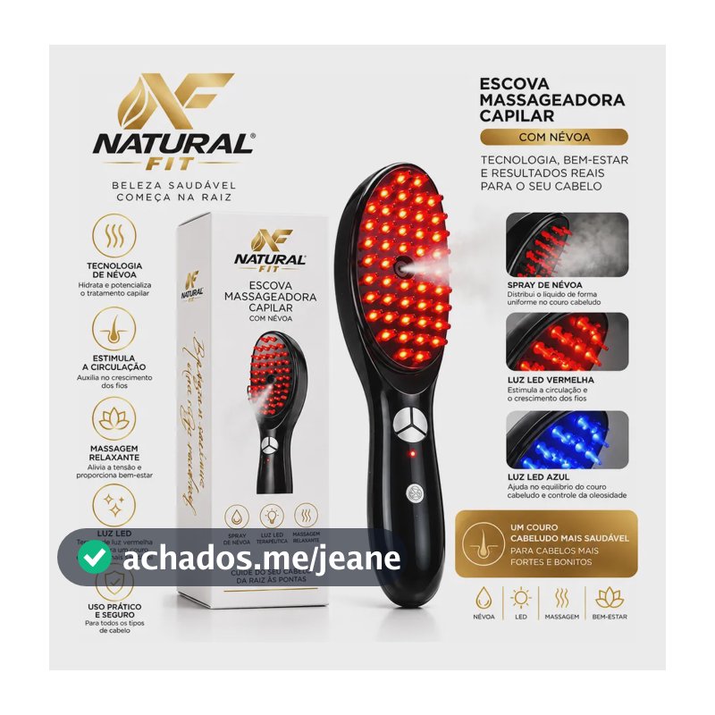 Escova Capilar Fototerapia Led Laser Antiqueda Crescimentos Preto