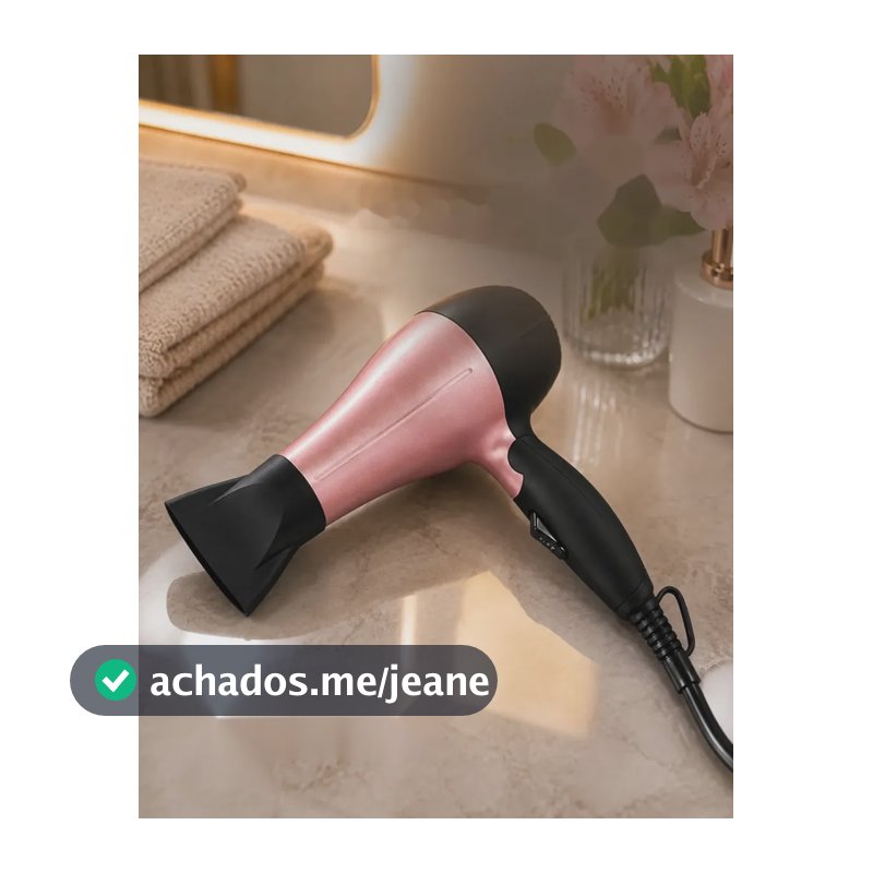 Secador de Cabelo Portátil Dobrável Bivolt Rosa 1200W Potente 2 Velocidades Leve Compacto Viagem Academia Uso Diário Bolsa Necessaire