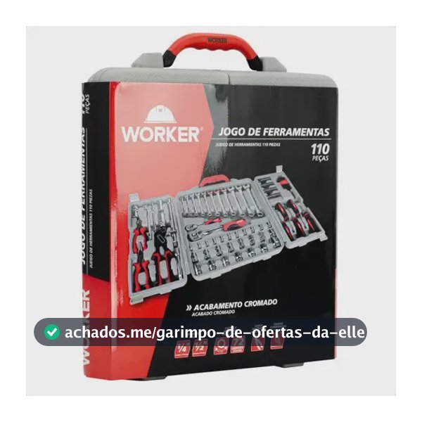 Kit Maleta de Ferramentas Worker 110 Peças Cromo Vanádio Completo