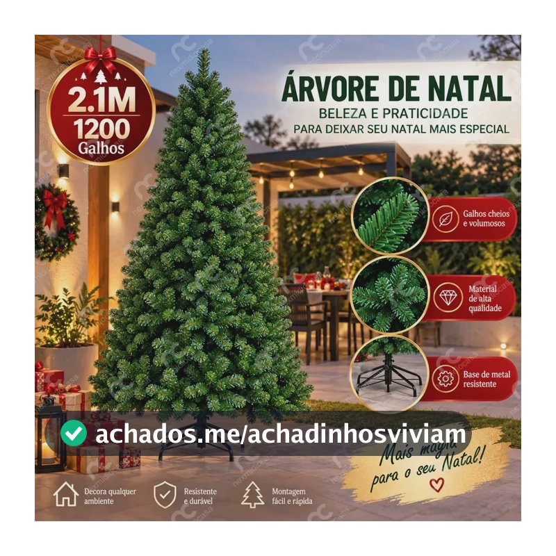 Árvore De Natal Luxo 210 Cm 1200 Galhos NEXMIDIO Verde Galhos Pinheiro Verde-musgo Arvore de Natal 210cm arvore natal