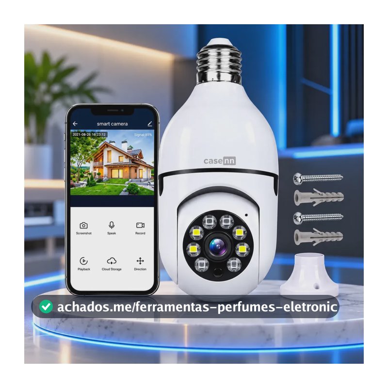 Câmera Lampada De segurança Casenn Ip Wifi Com Visão Noturna Interna Externa App Yoouse Espiã 360º Cor Branco