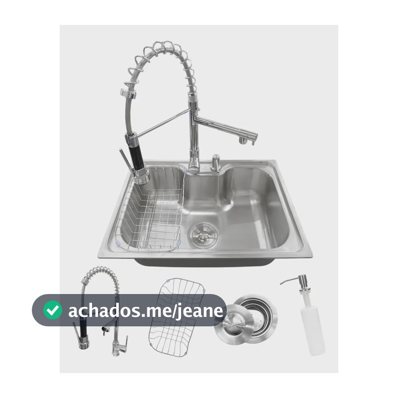 Cuba Pia Gourmet Cozinha Aço Inox 304 60x42 Torneira Gourmet Prateado