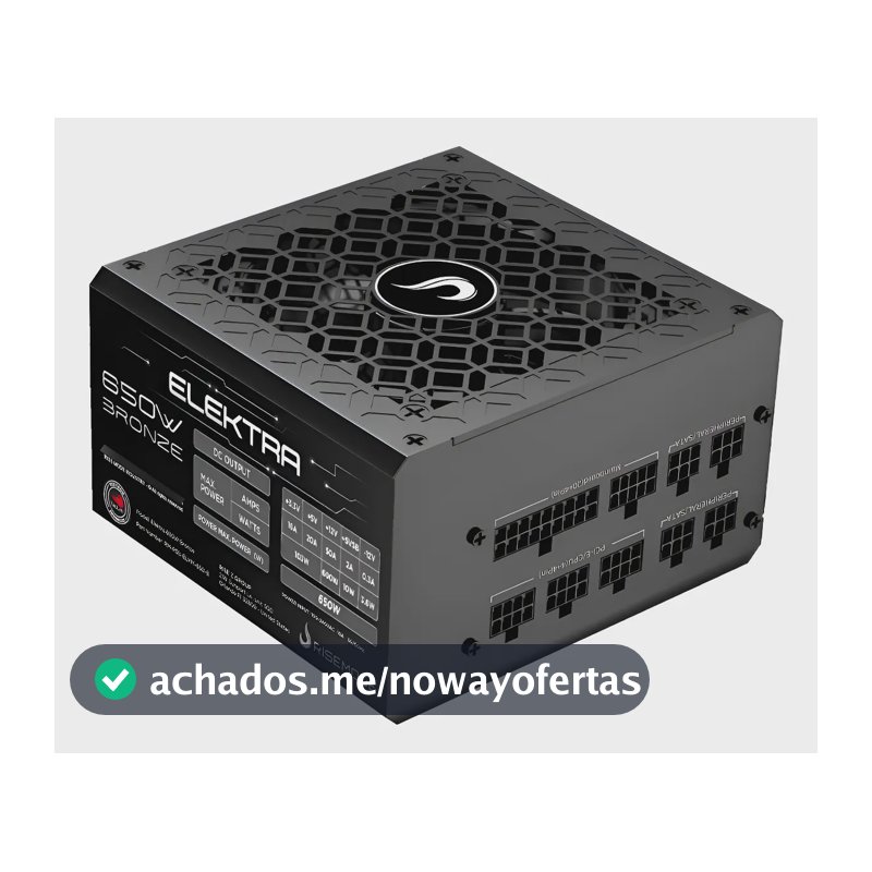 Fonte Gamer Rise Mode Elektra 650w Full Modular Selo Teclab Preto