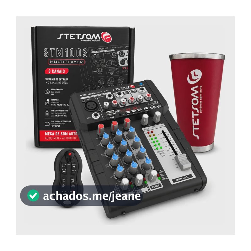 Mesa De Som Automotivo 12v Stm1003 Multiplayer 3 Canais Usb, Micro Sd, Auxiliar (p2), Fm E Bluetooth 12v