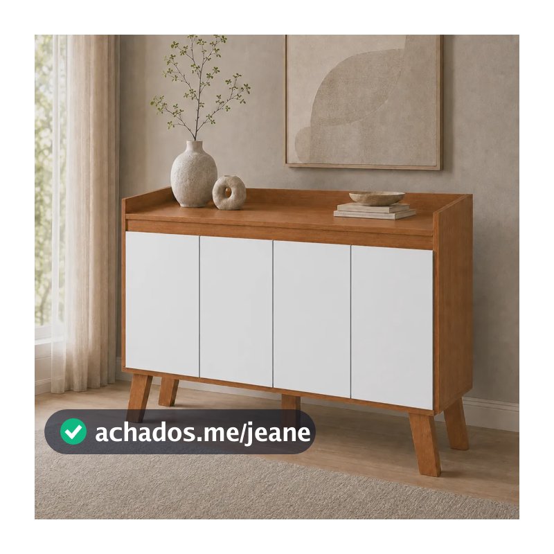 Armário Balcão Cozinha 4 Portas Buffet Aparador Retrô Cinamomo/branco