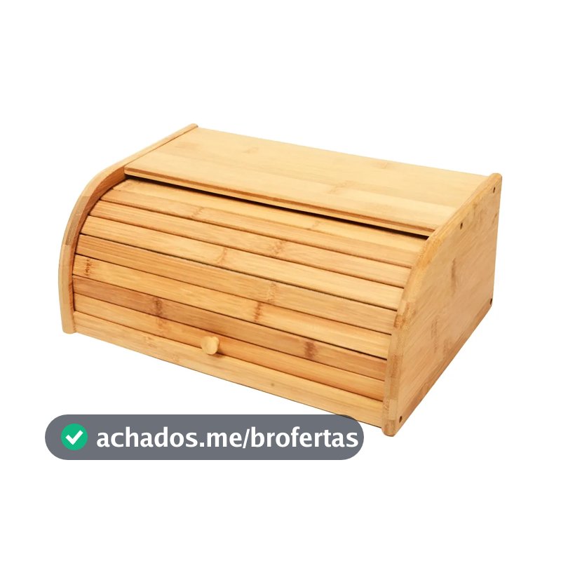 Porta Pão Bambu Com Tampa Retrátil Cor Bege Liso Casa Laura Enxovais
