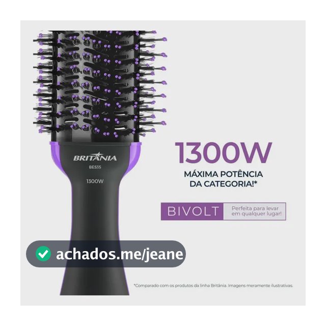 Escova Secadora Britânia BES35 Nanocerâmica 1300W Bivolt Alisadora Modeladora Secador 4 em 1 Alta Potência