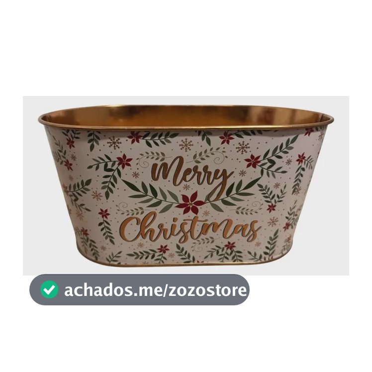 Cachepot Natalino De Metal Decorativo Enfeite Presente Flor Branco