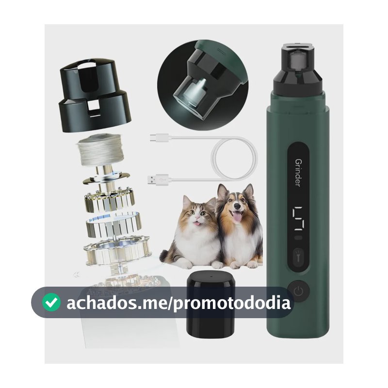 Cortador De Unha Pet Cachorro Gato Lixador Elétrico 5 Modos Verde-escuro Pequeno