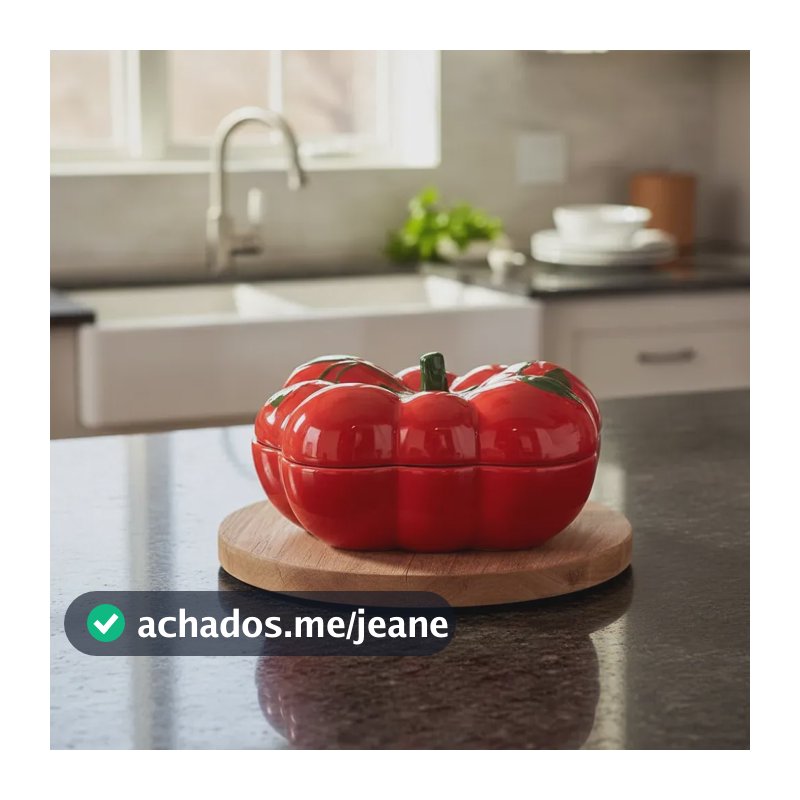 Sopeira Cerâmica Formato Tomate 1.7L Vermelha Scalla Para Sopa e Salada