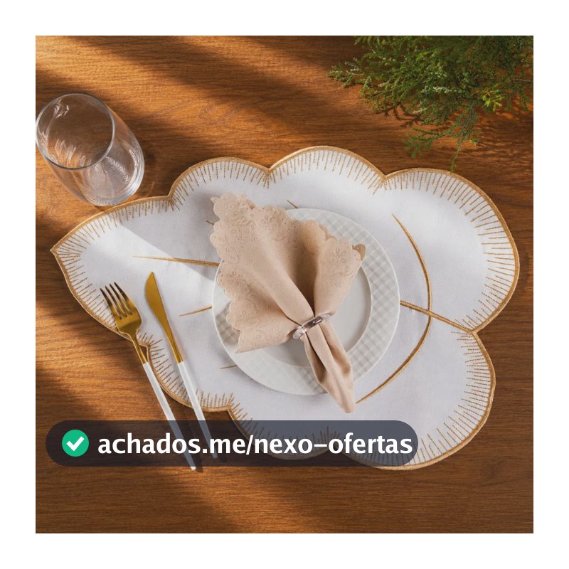 Kit Completo Jogo Americano Bordado 12 Peças Mesa Posta Folha Marfin