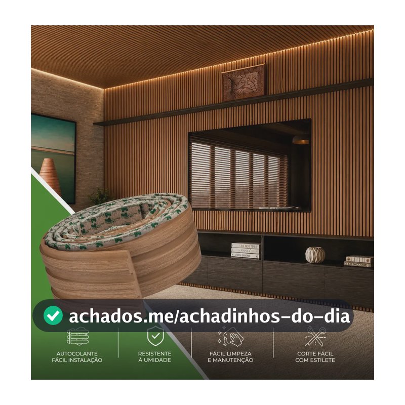 Painel Ripado Laminado Linha Madeto Meu Rodapé 10m – Cor Nogueira Natural