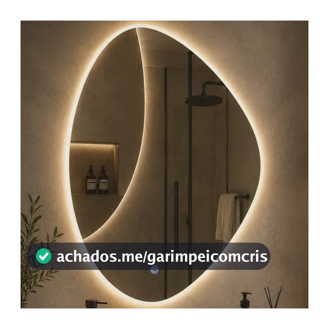 Espelho Orgânico Led Quente Com Touch 60x40cm Premium Lavabo Led Quente 3000k Botão Touch Led Quente 3000k Botão Touch