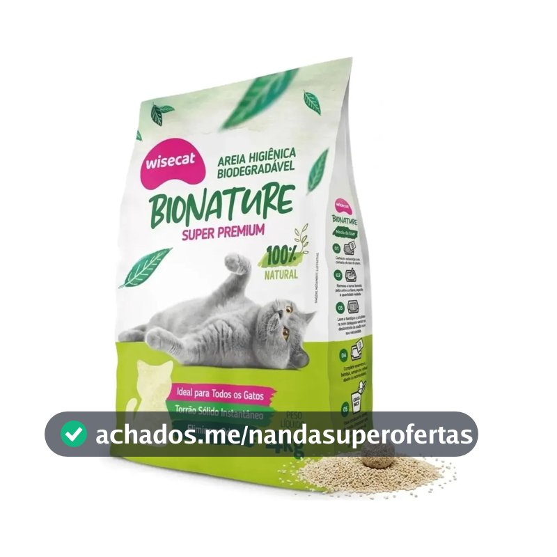 Areia De Mandioca Para Gatos Biodegradável Wisecat 4kg Bionature
