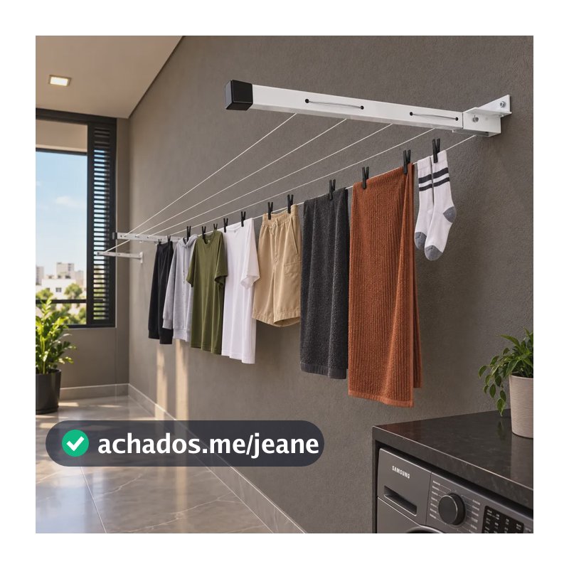 Varal Dobravel De Parede Ate 4 Metros 100% Aluminio Ate 80kg Alumínio/branco