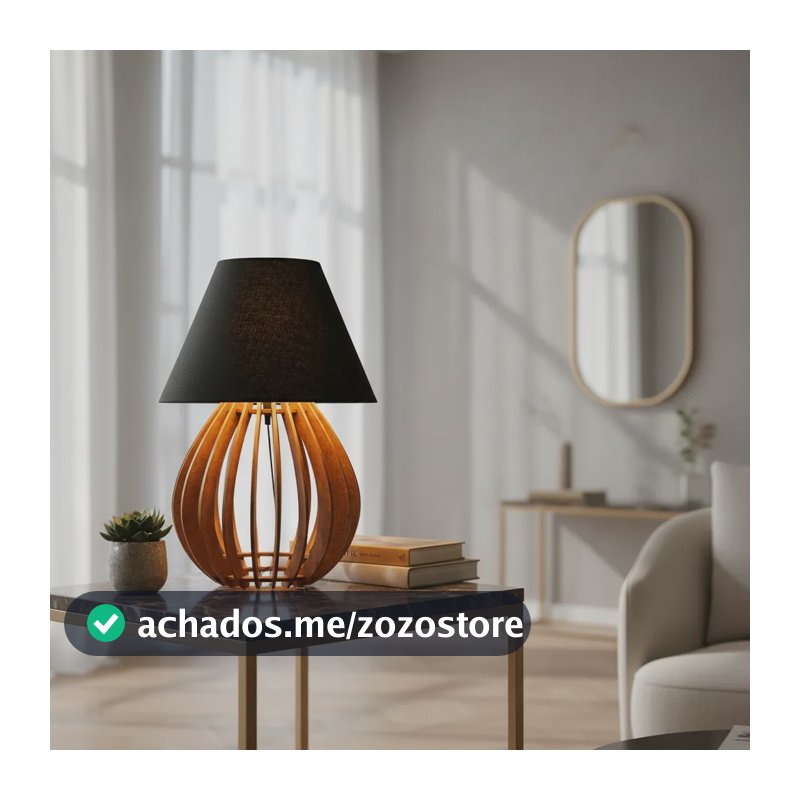 Abajur Luminária De Mesa Cabeceira Quarto Sala Escritório Marrom Preto 127/220v