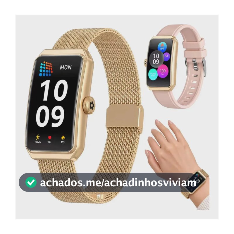 Dourado Smartwatch Feminino Smartwatch Quadrado Feminino Relogio Bluetooth Relogio Inteligente Digital Para Mulheres Monitora Batimentos Notificações Chamadas Resistente Agua Uso Diario