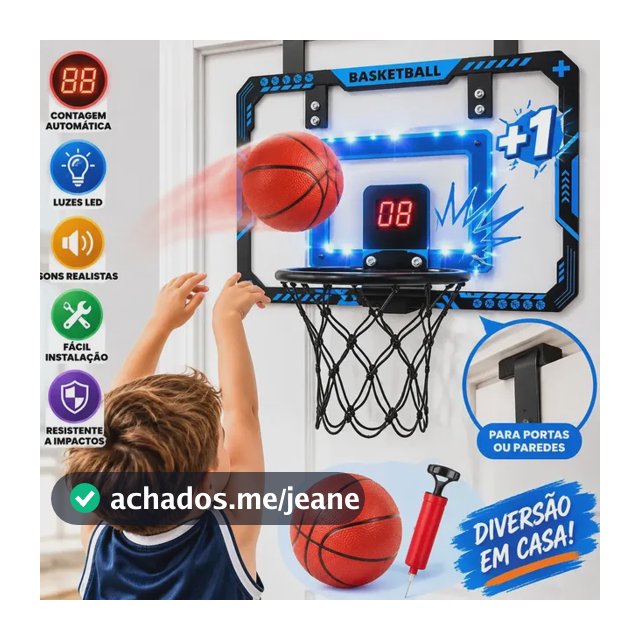 Mini Tabela De Basquete Eletrônica Movebrinca Com Placar Led E Kit De Acessórios