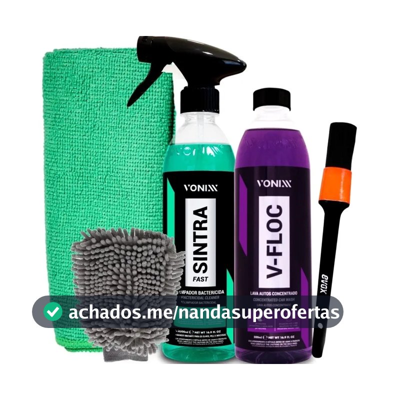 Kit Lavagem Automotiva Vonixx V-FLOC Sintra Luva Microfibra