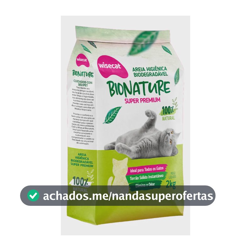 Areia Higiênica Mandioca Gato Biodegradável Bionature 2kg Anti Odor