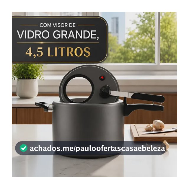 Panela De Pressão 4,5 Litr Antiaderente Mta Com Visor Grande Grafite