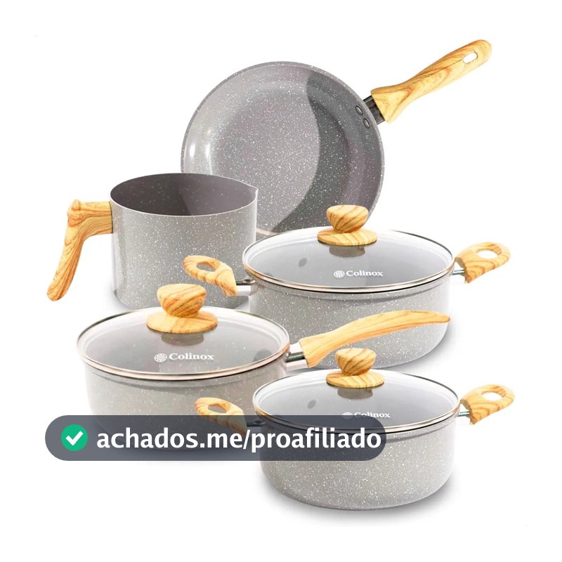 Jogo de Panelas Cerâmica Antiaderente Indução Zenith 5 Peças Cinza