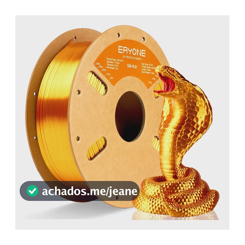 S-filamento Pla Seda Eryone 1,75mm 1kg Impressora 3d Dourado