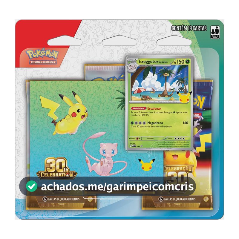 Pokémon Celebração De 30 Anos  Blister Triplo Com Adesivo Exeggutor