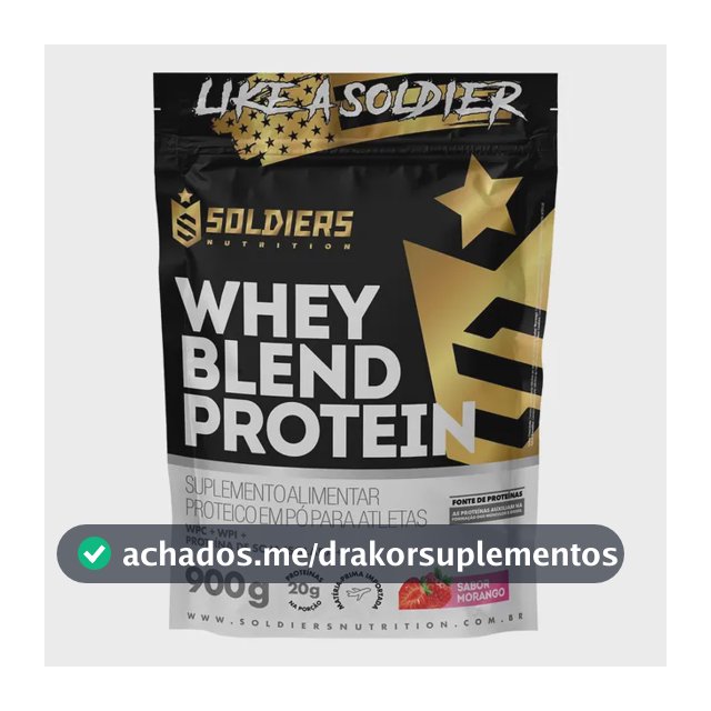 Whey Blend Protein Concentrado e Isolado 900g Sabor Morango Soldiers Nutrition
