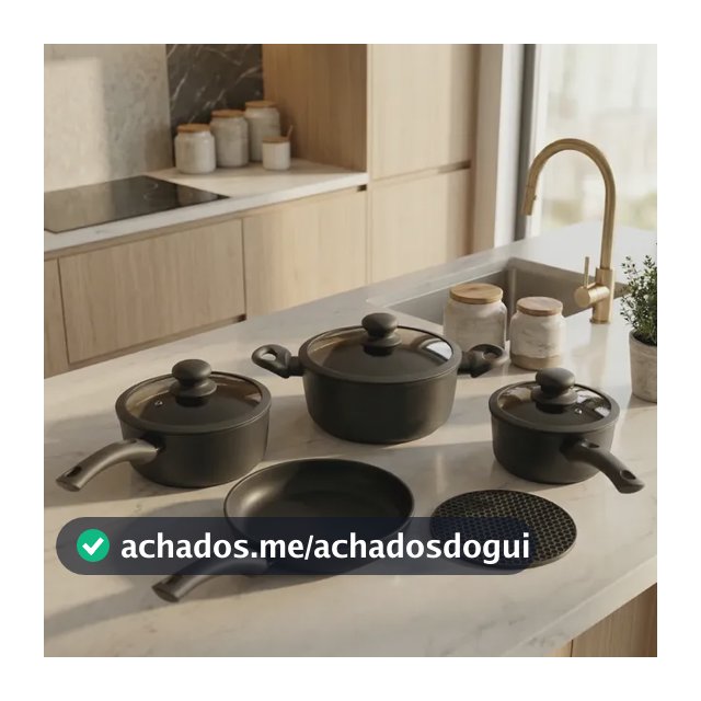 Jogo Panela Ceramica Antiaderente 5pç Tampa Silicone Induçao Preto