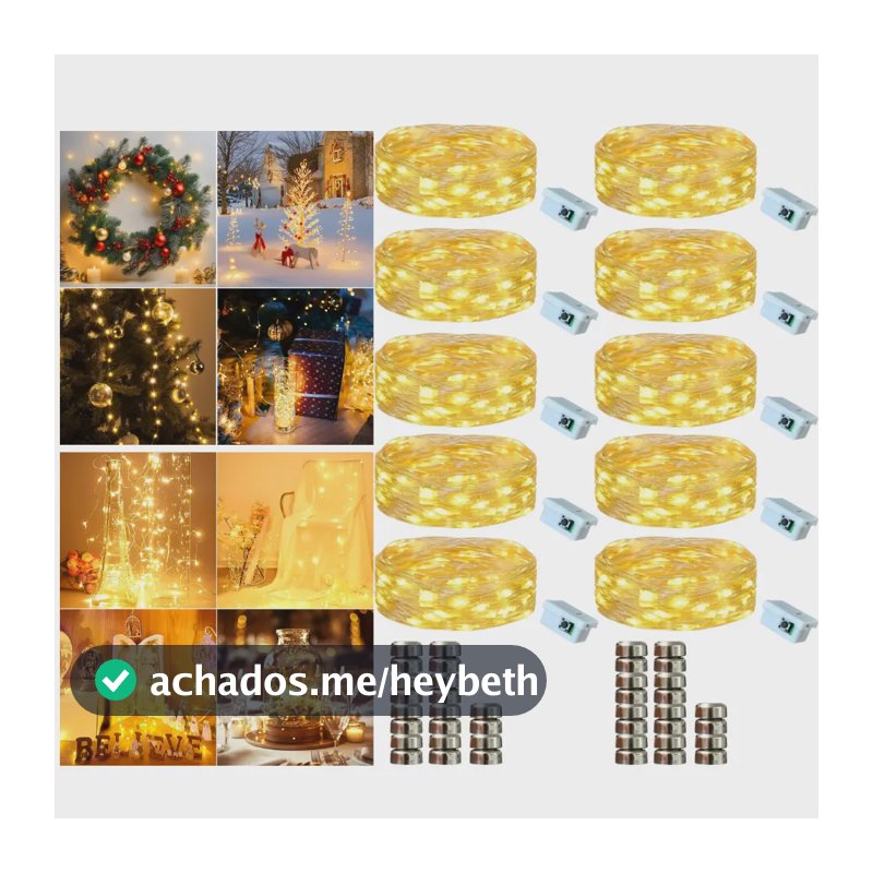 Kit 10 Fio Fada Lph Decoração Iluminação Casamento Festas Artesanato Luzes De Fada Led 2m 20 Leds Luz Branco Quente Cordão Luz Pisca Pisca Árvore De Natal