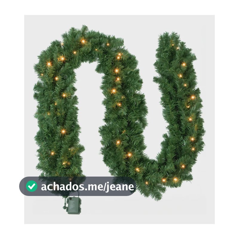 Festão Aramado Natal 2,70m 280 Galhos Decoração Com 50 Leds Verde