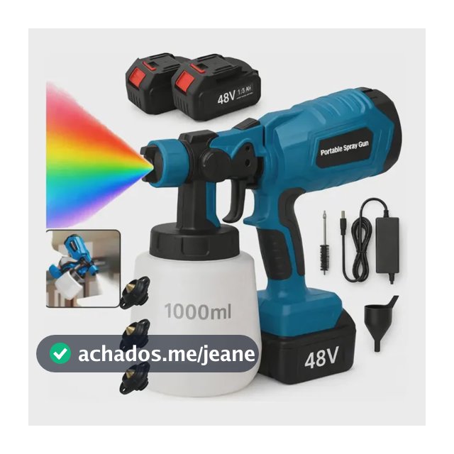 Pistola De Pintura Portátil Pulverizadora Elétrica Profissional 2 Baterias 48v Sem Fio Pintor 1000ml Sem Escovas Espuma Viva