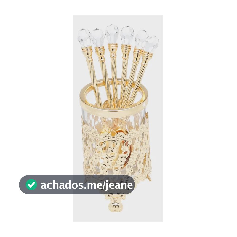 Kit 6 Colheres Com Suporte Zamac Dourada 14cm Wolff
