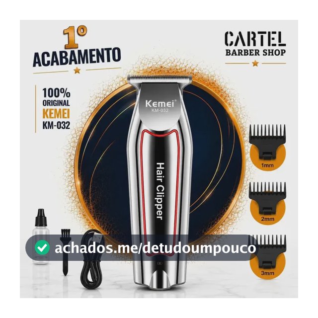 Maquina Acabamento Degrade Pezinho Cortar Cabelo Barba E Pelos Corpo Kemei 032