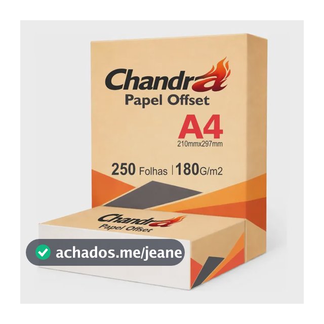 250 Folhas Papel Offset Chandra 180g A4 Branco