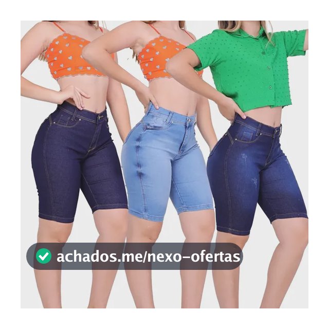 Kit 3 Bermuda Feminina Ciclista Jeans Lycra (até O Joelho)