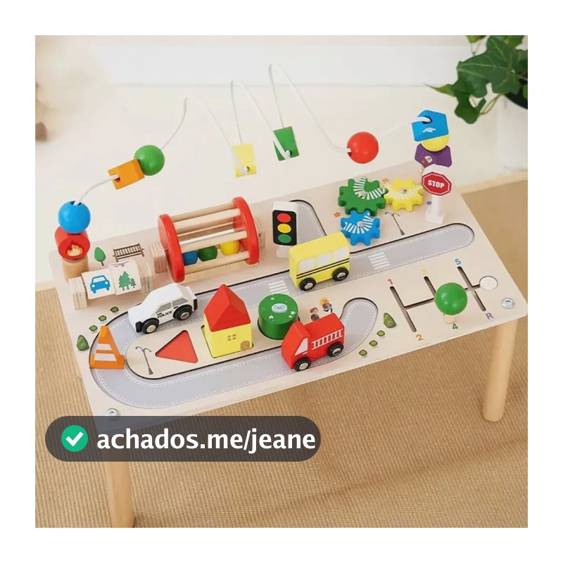 Mesa De Atividades Infantil Didática P/jogo De Mesa Trânsito Bege