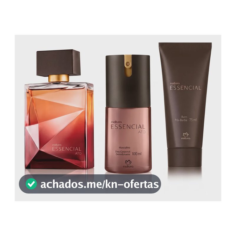 Kit Essencial Ato Masculino: Perfume 100ml + Desodorante Corporal 100ml + Balm Pós Barba 75ml