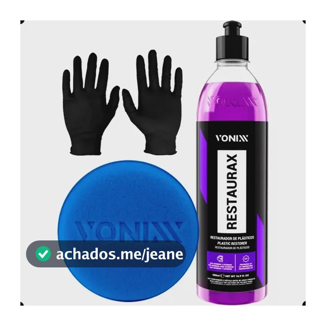 Restaurador de Plásticos Restaurax Vonixx 500ml Renova e Protege Painéis Parachoques com Luvas + Aplicador