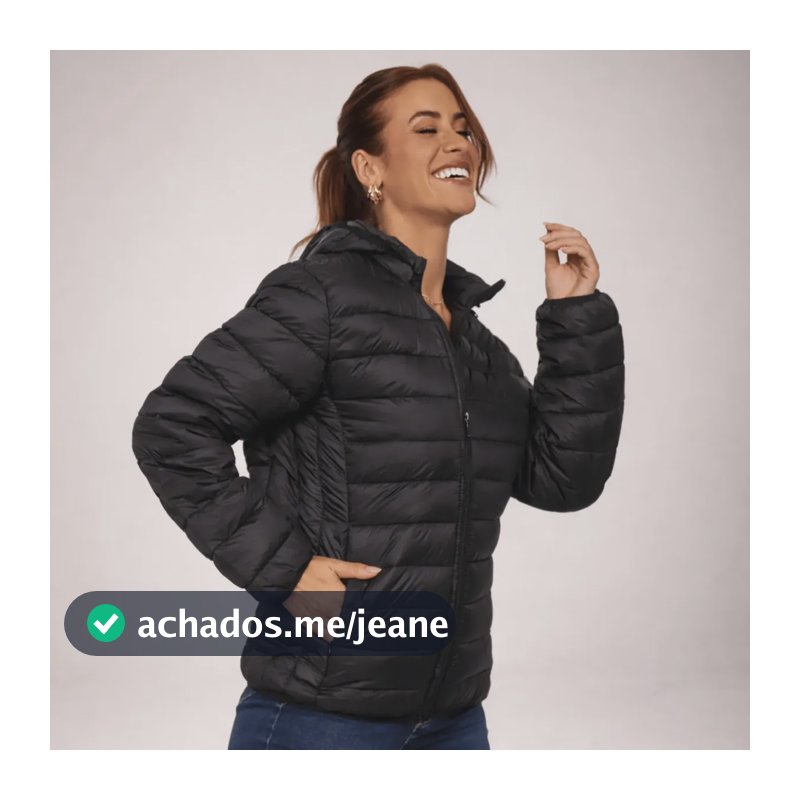 Jaqueta Bobojaco Feminina Puffer Impermeavel Capuz Removível Preto Gg