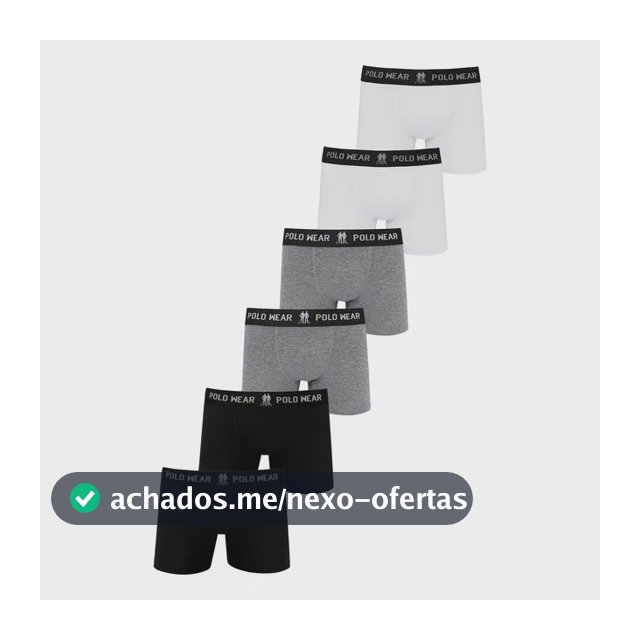 Kit 6 Cuecas Boxer Algodão Polo Wear