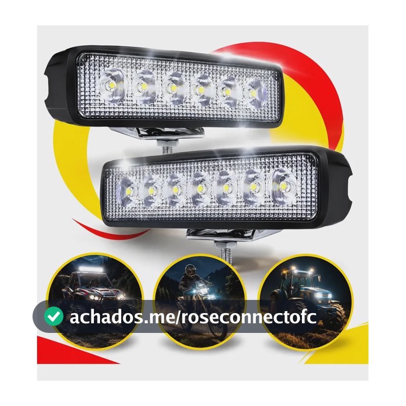 Kit 2 Farol De Milha Led Mini Barra 6 Leds 18w 12v