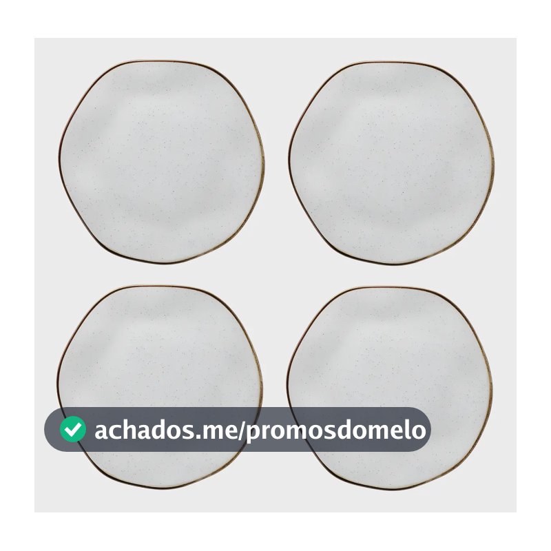 Jogo 4 Pratos Raso Porcelana Oxford 27,5cm Maresia Orgânico