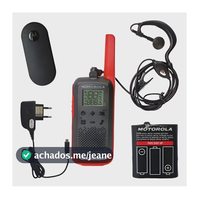 Radio Motorola T210br + Carregador V8 Reposição +fone P1 Preto Uhf