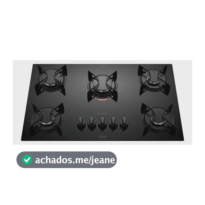 Cooktop 5 Bocas A Gás Atlas U Top Mesa De Vidro Preto