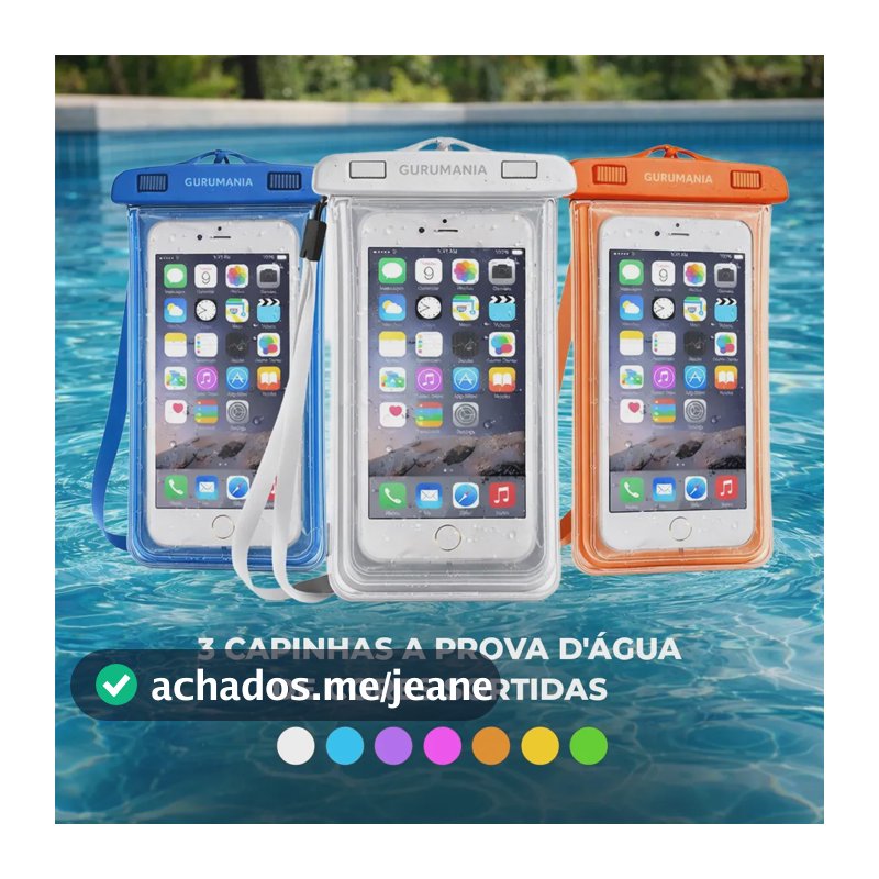 Kit 3 Capa Prova Dagua Celular Cores Sortidas Capinha Impermeável Universal Gurumania