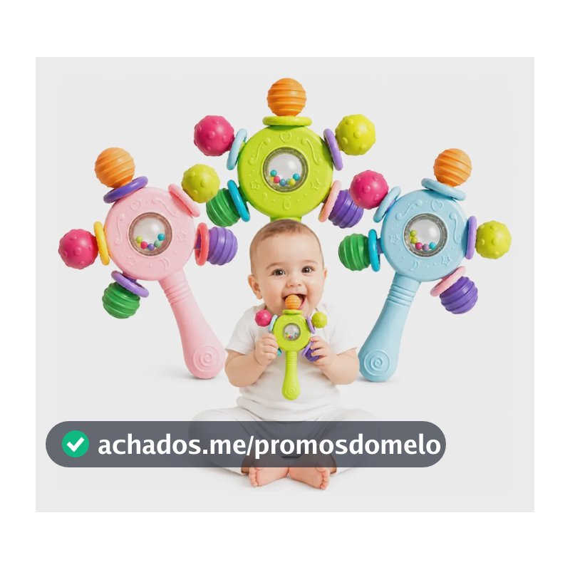 Chocalho Bebe Mordedor Macio Sensorial Estímulo Motor Seguro Verde