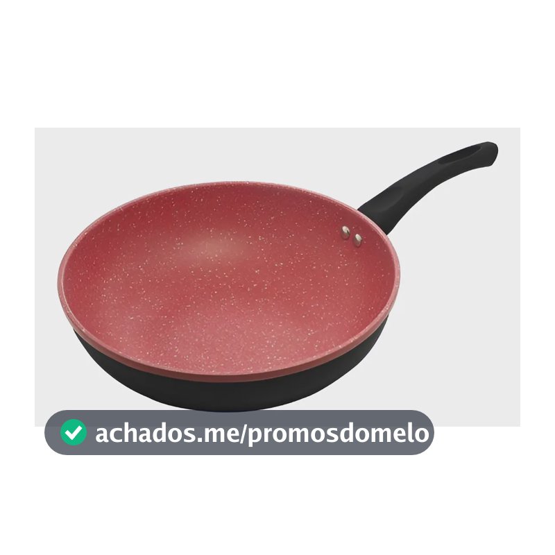 Frigideira Grande de Indução Wok Revestimento Cerâmico Vermelha 28cm - Lyor